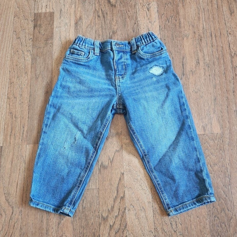 OshKosh Bgosh Toddler Distressed Jeans Medium Wash Blue 24M Stretch Pants 590